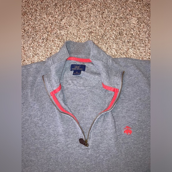 Men’s Brooks Brothers “346” Quarter Zip Pull Over Size XL Dark Gray Shirt - Picture 2 of 9